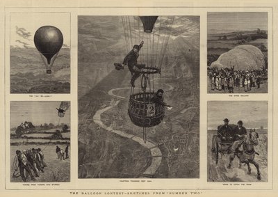 Ballonkonkurrencen, skitser fra nummer to af William Lionel Wyllie
